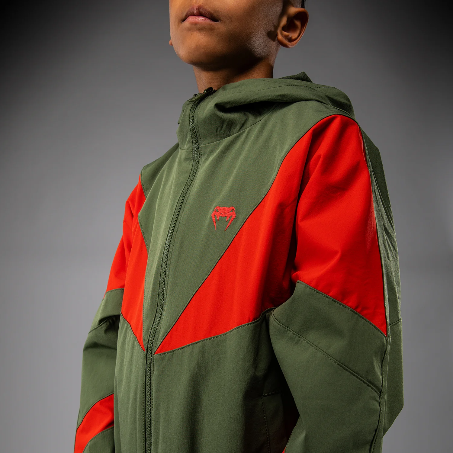 Venum Vectra Kinder Trainingsjacke - Armeegrün/Orange - Image 4