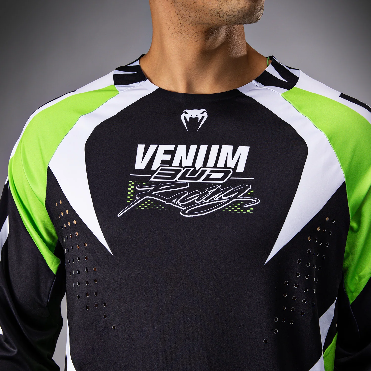 Venum x Bud Racing Herren Dry-Tech T-Shirt - Schwarz/Weiß/Limettengrün - Image 5