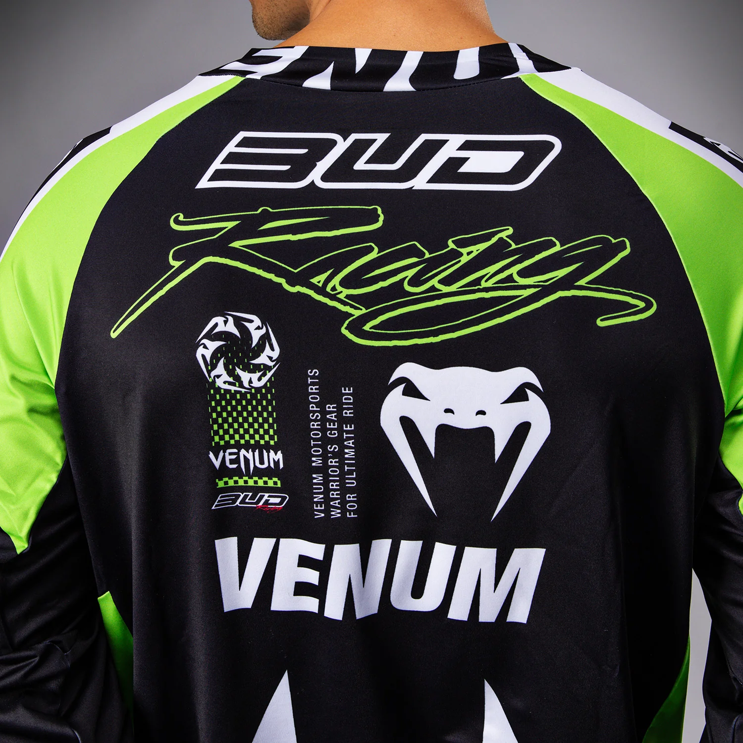 Venum x Bud Racing Herren Dry-Tech T-Shirt - Schwarz/Weiß/Limettengrün - Image 7
