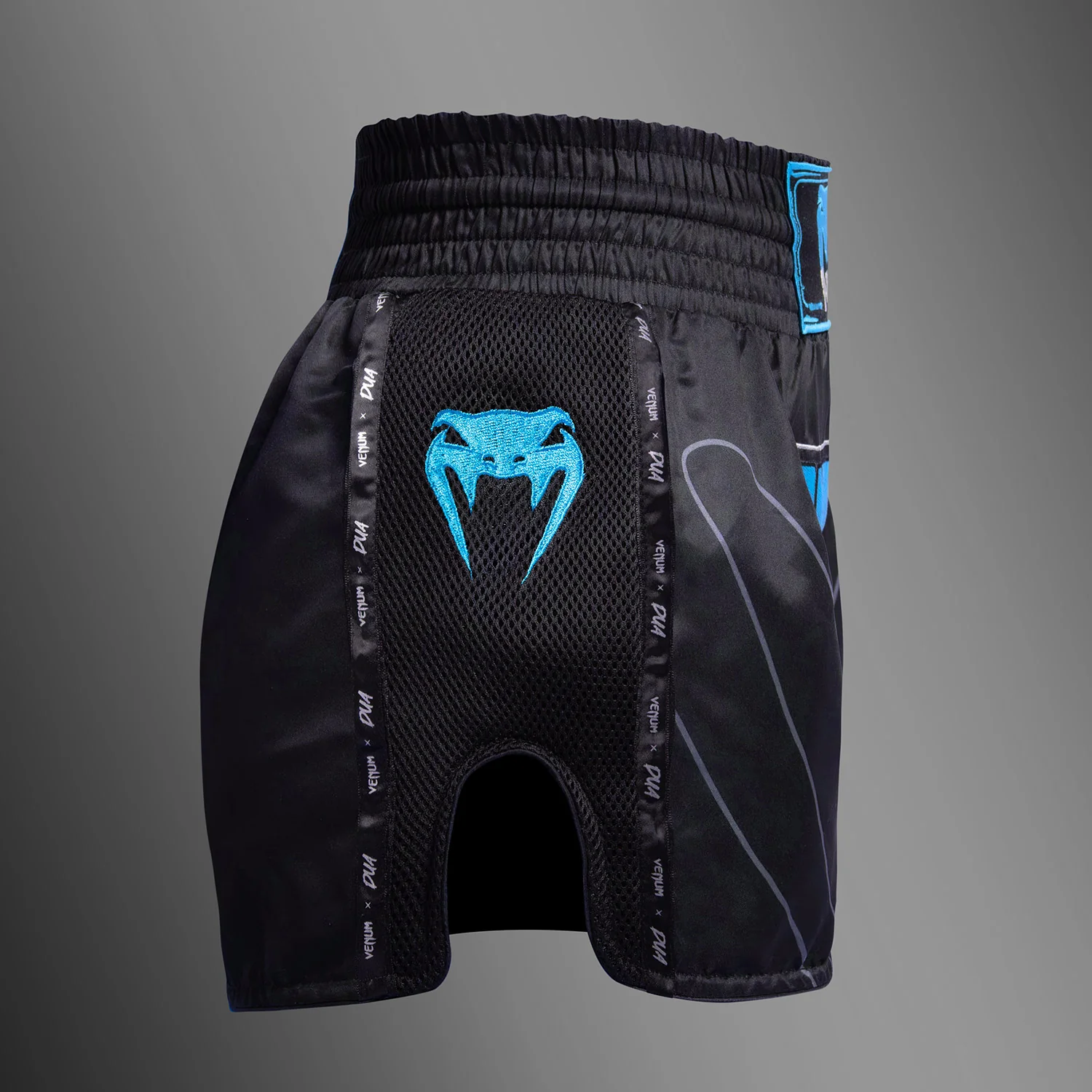 Venum x Dua Muay Thai Shorts - Schwarz/Electric Blue - Image 2