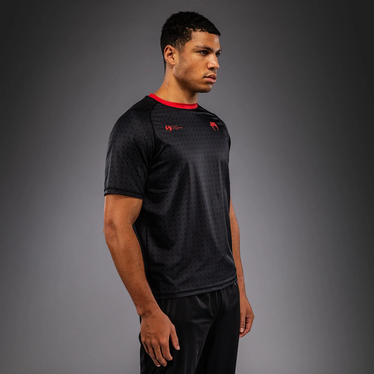 Venum x Roger Gracie Signature Dry-Tech-T‑Shirt - Schwarz/Rot - Image 2
