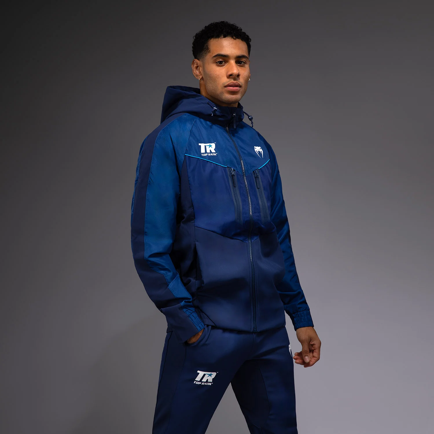Venum x Top Rank Original Herren Full Zip Hoodie - Marineblau - Image 2