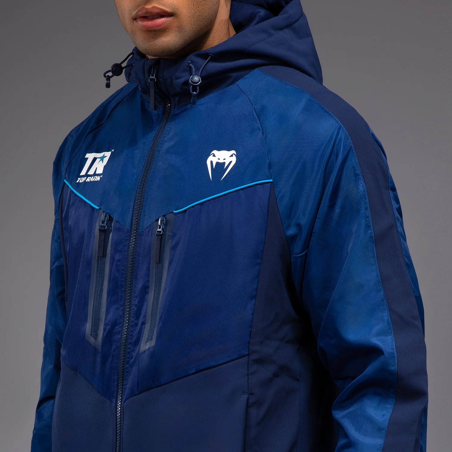 Venum x Top Rank Original Herren Full Zip Hoodie - Marineblau - Image 5