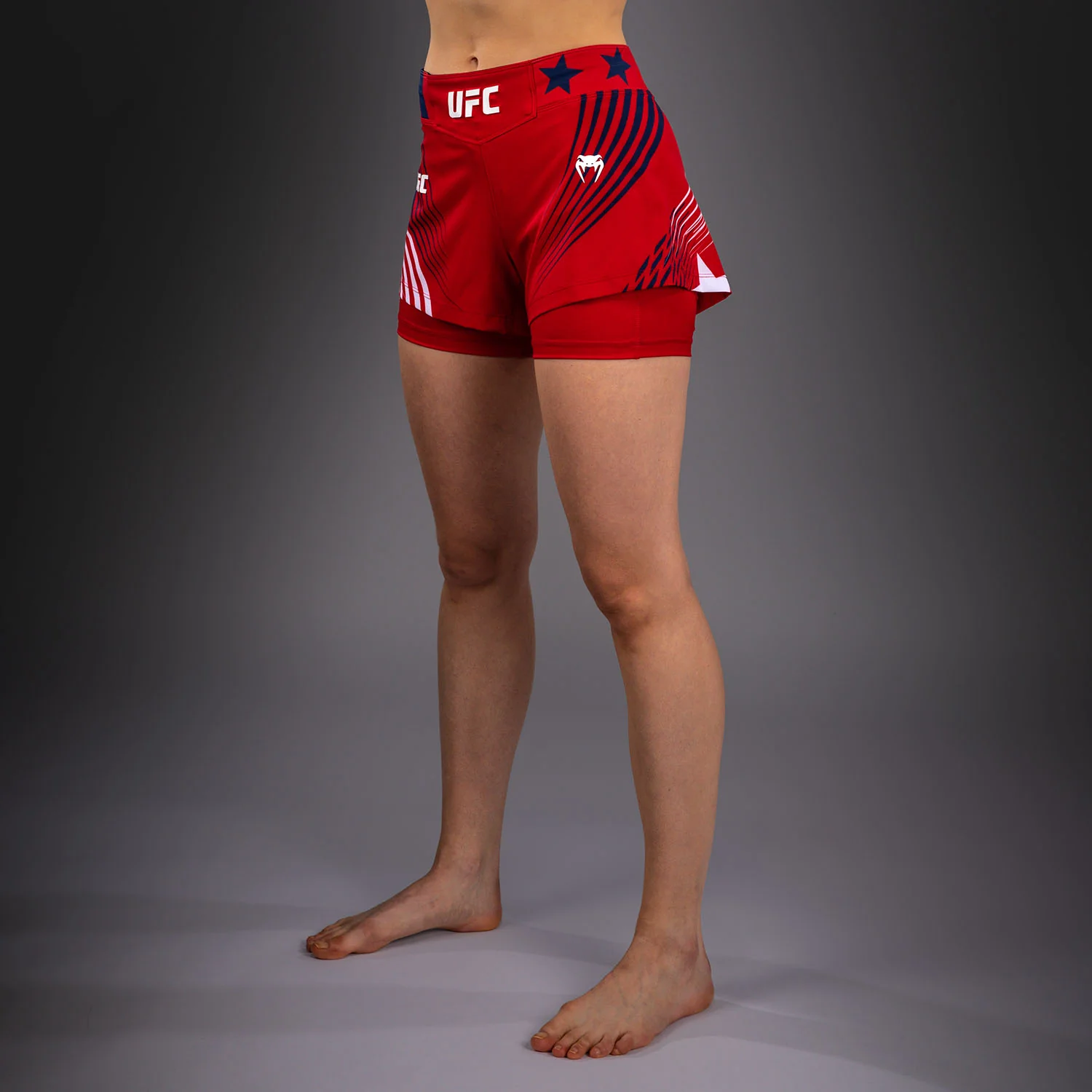 UFC Freedom 250 by Venum Custom Authentic Fight Night Fight Shorts für Damen - Rot - Image 4